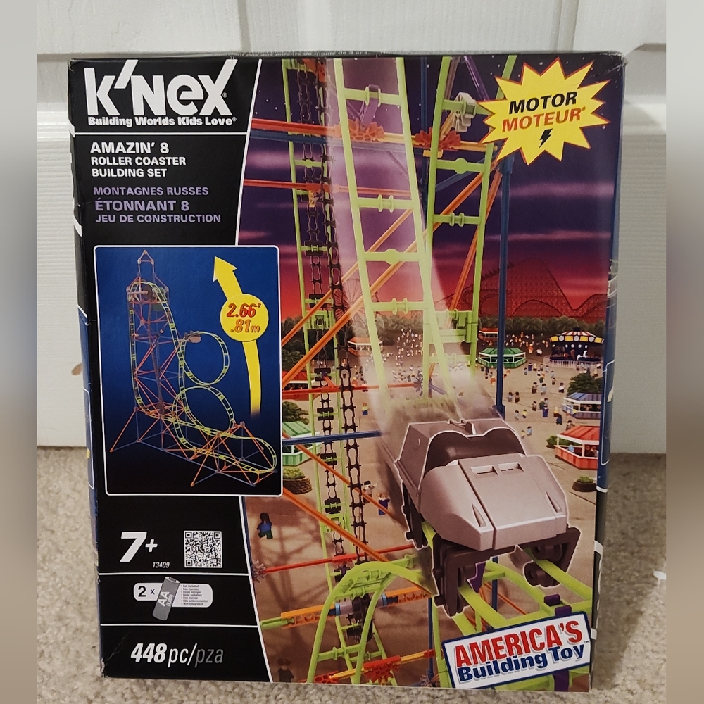 K'NEX Amazin' 8 Roller Coaster Building Motorized Construction Toy #13409 New